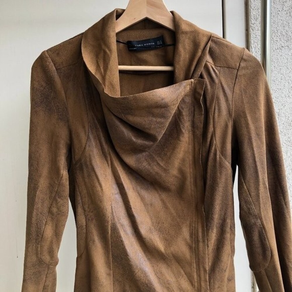 Zara Brown Suede Jacket Size S - Picture 7 of 10